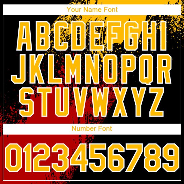 Custom Black Gold-Red 3D Pattern Design Abstract Brush Stroke Authentic Baseball Jersey - Image 5