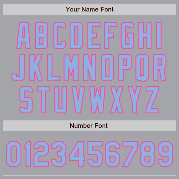 Custom Gray Light Blue-Pink Authentic Raglan Sleeves Baseball Jersey - Image 5